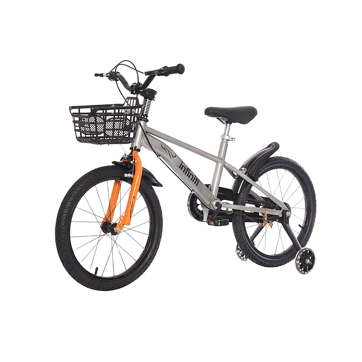 bicicleta infantil infiniti cinza com laranja